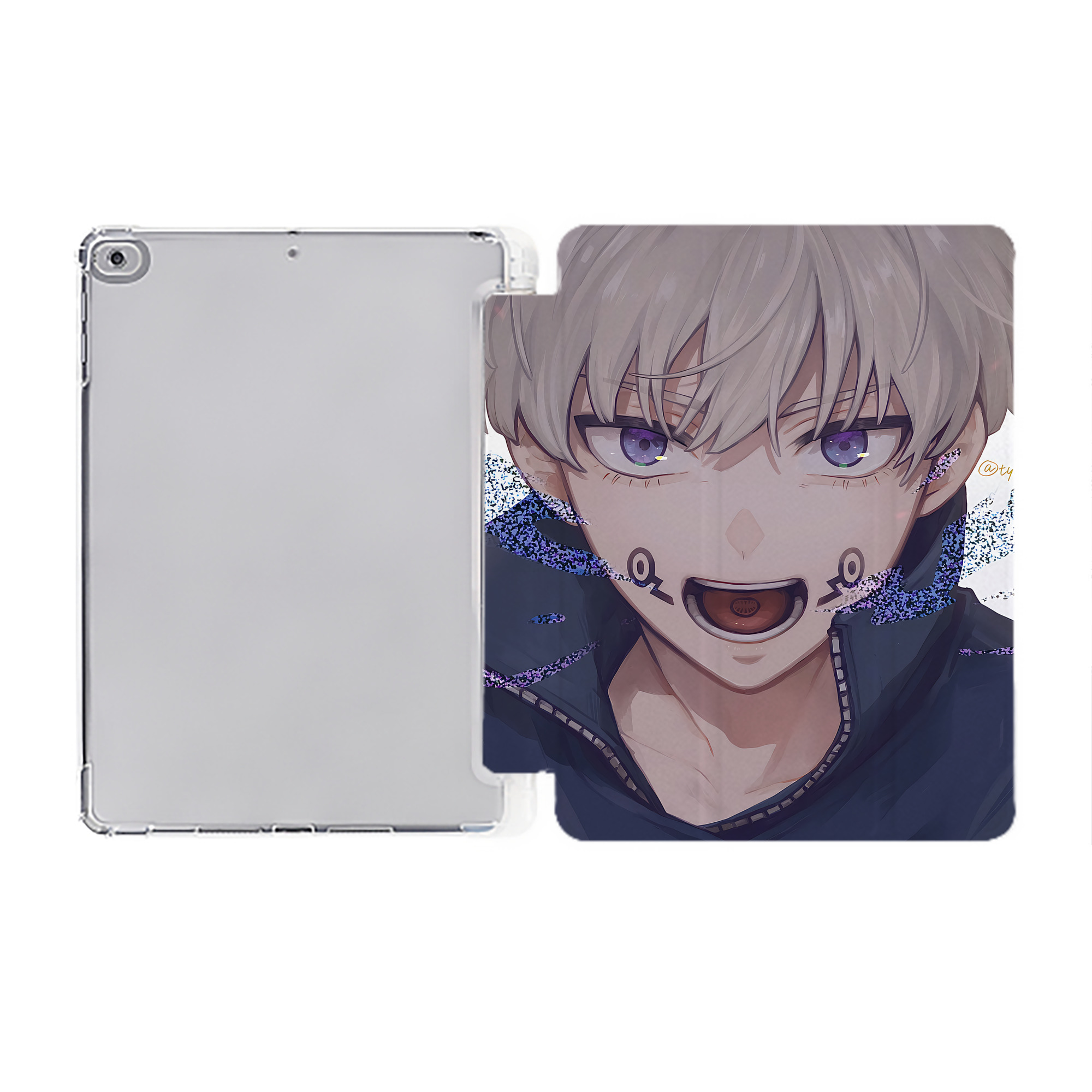 （画像用） 呪術廻戦 Jujutsu Kaisen IPad ケース ペン収納付き 三つ折りスタンド PUレザー×シリコン 対応機種9.5/10.5/10.9インチ